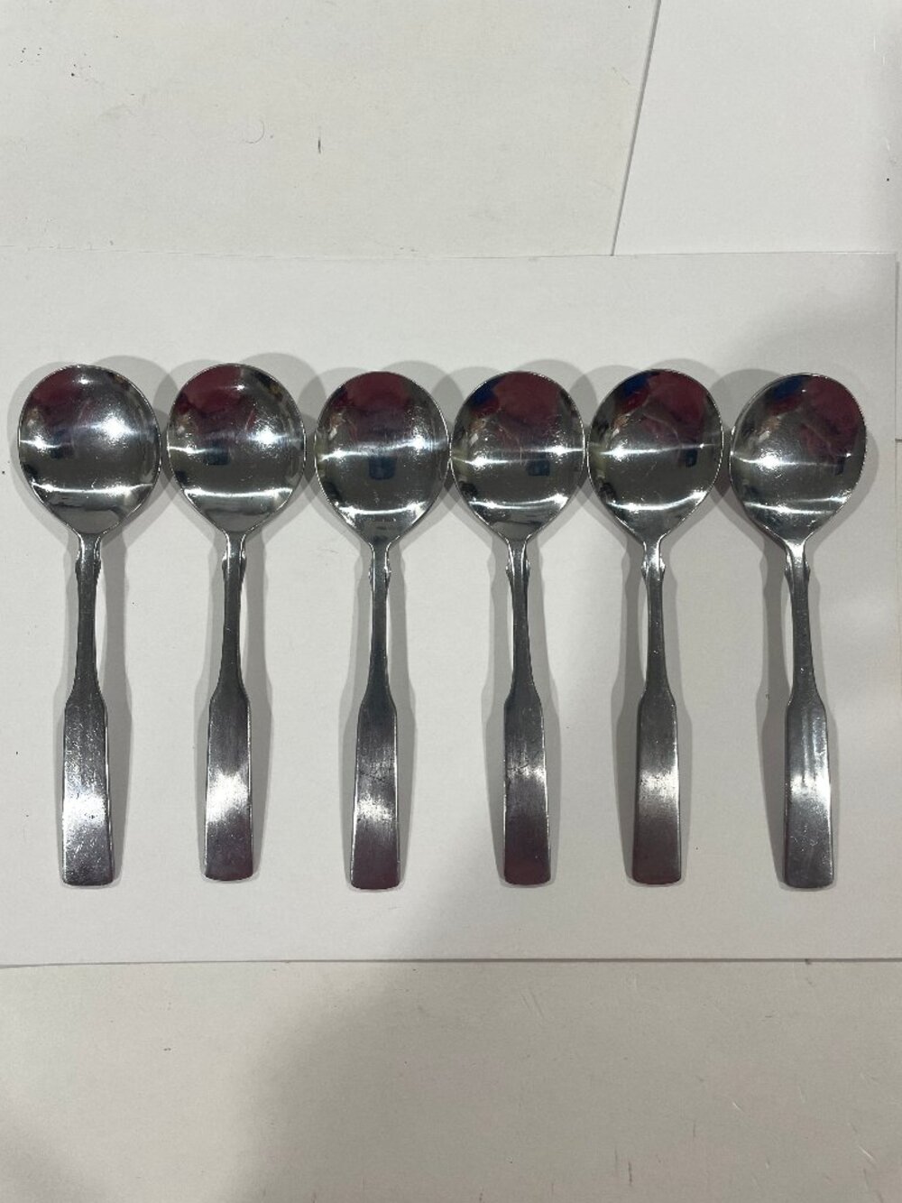 VTG 6 Oneida Royal Provencial 56 Silver Plate Soup Spoons Fiddler Pattern MCM